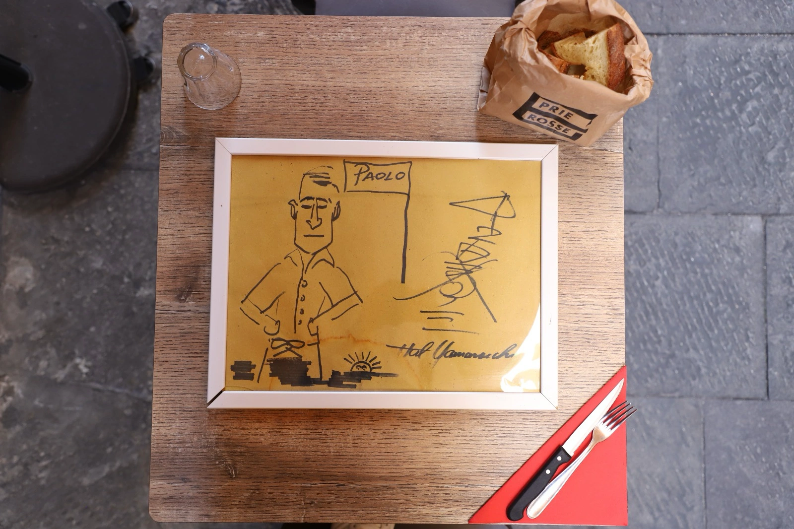 Tovaglietta disegnata da un cliente di E Prie Rosse, ristorante nel centro storico di Genova, numero 9